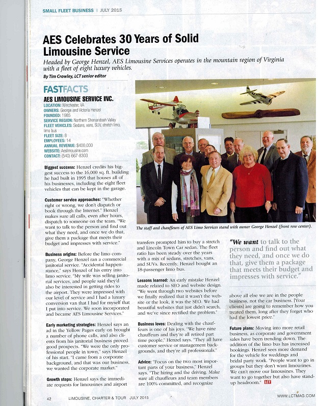 Limousine, Charter & Tour Magazine Article
